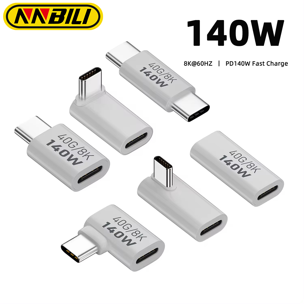 NNBILI PD140W USB4.0 USB C a C Adaptador de carga rápida Convertidor 40Gbps Conector de sincronización de datos 8K @ 60Hz Adaptador tipo C para MacBook ﻿