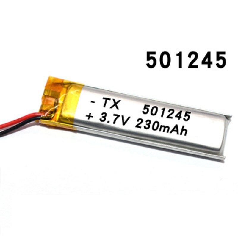 501245 3.7V 230mAh lipo polymer lithium rechargeable battery for MP3 GPS navigator DVD recorder headset e-book cameras