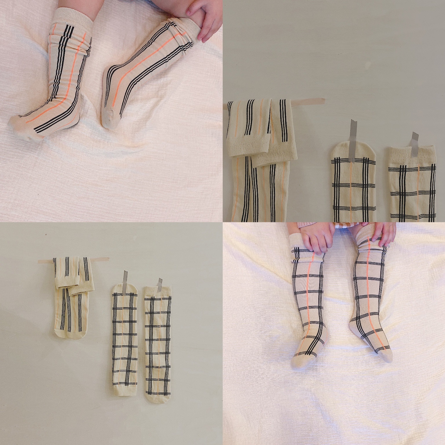 Peuter Kinder Sokken - Geruit Patroon - Katoen - Unisex - 2 Paar