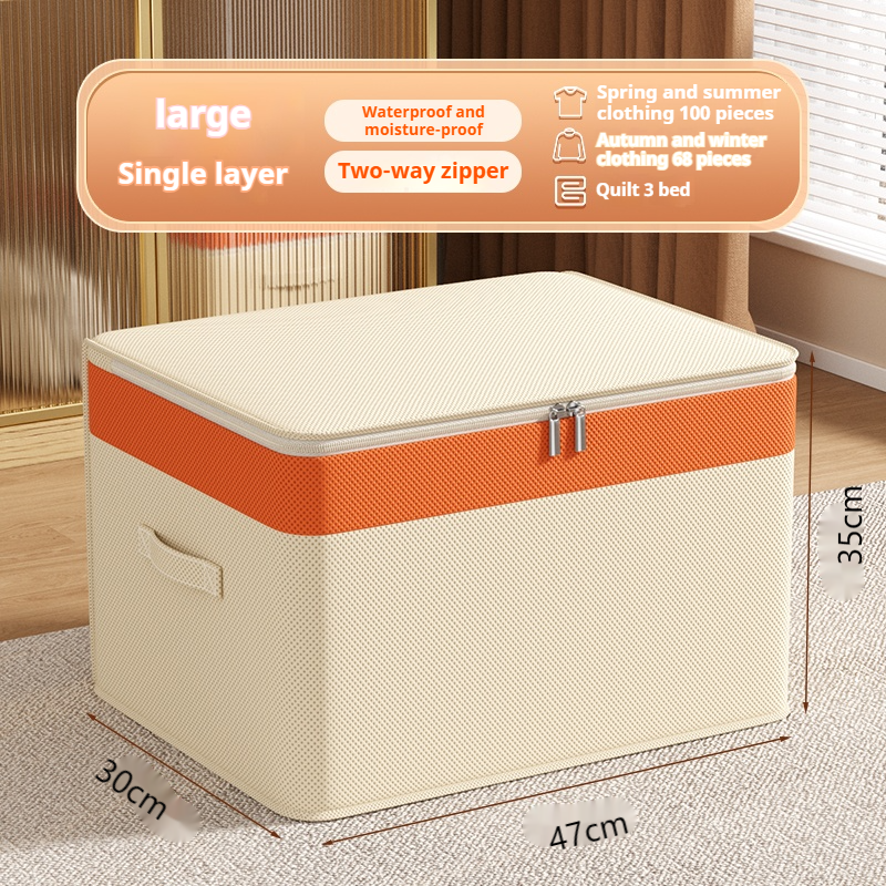 Grote capaciteit bewegende kledingkast Kledingopbergdoos Opvouwbare quiltopbergtas Verhuiszak Katoenen quilttas voor slaapkamerkast: Wit Brons