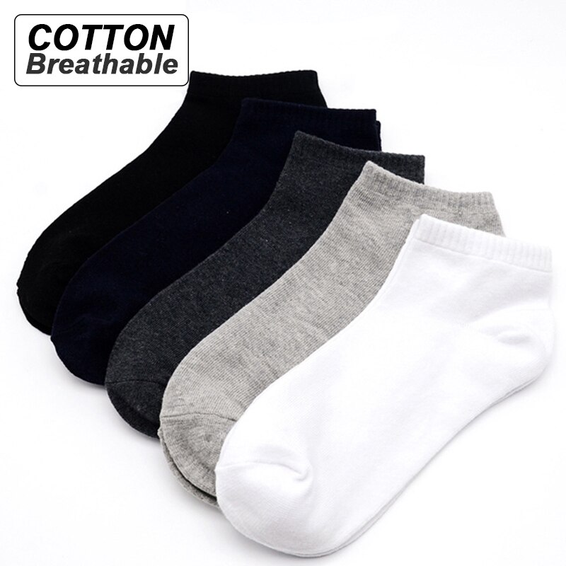 Chaussettes courtes grandes tailles en coton pour homme, décontractées, respirantes, pour chaussures bateaux, estivales, lot de 5 paires