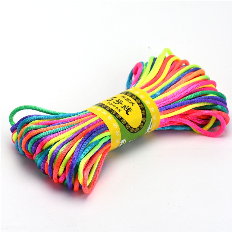 Cordon tressé en Satin de soie pour macramé, 20m, 2.5mm, pour fabrication de bijoux, Bracelet à perles, cordon chinois: Multi-Color