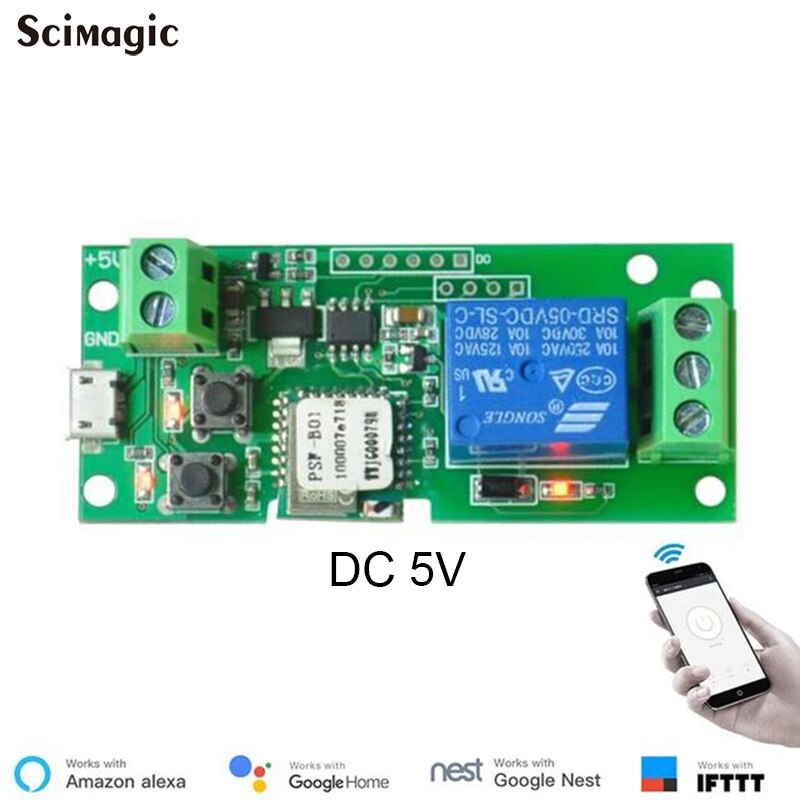 Ewelink Smart Afstandsbediening Wifi Draadloze Schakelaar Module 1CH/4CH DC5V 12V 32V 220V Tippen Zelf-Vergrendeling Rf Ontvangen 10A Relais: 1CH DC 5V