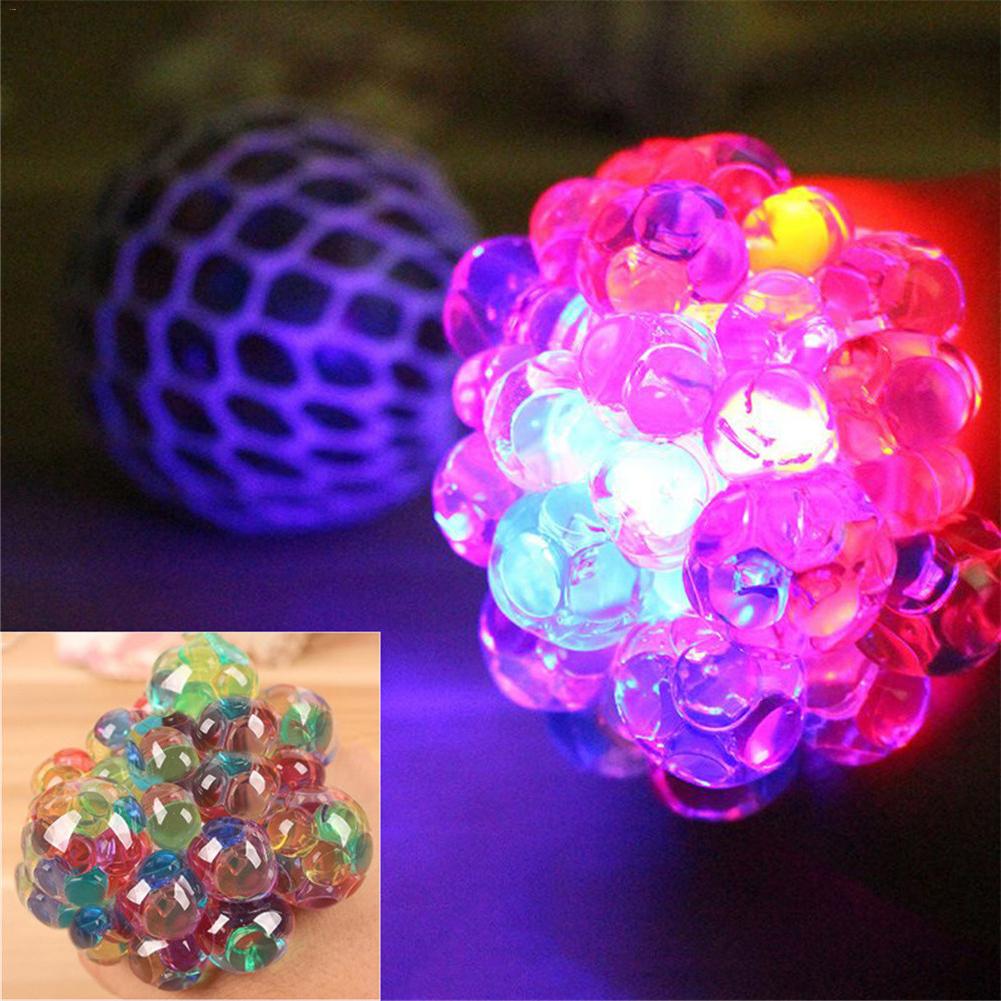 Flash Glowing Squishy Mesh Grape Ball Autism Squeeze Anti Stress Reliever Toys: Default Title