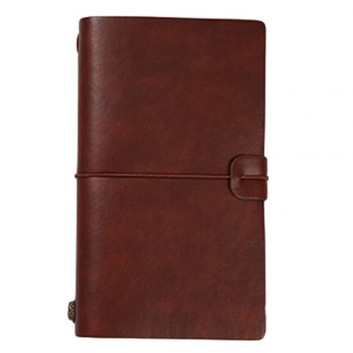 Traveler Journal Diary Loose-leaf Notebook Pen Holder Record Book Stationery: S Brown Red