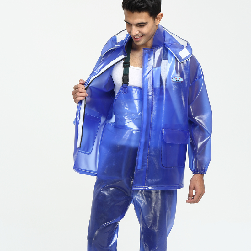 Men Rain Coat Jacket Waterproof Jumpsuit Transparent Impermeable PVC Thick Rain Pants Chubasquero Hombre Wet Weather Gear