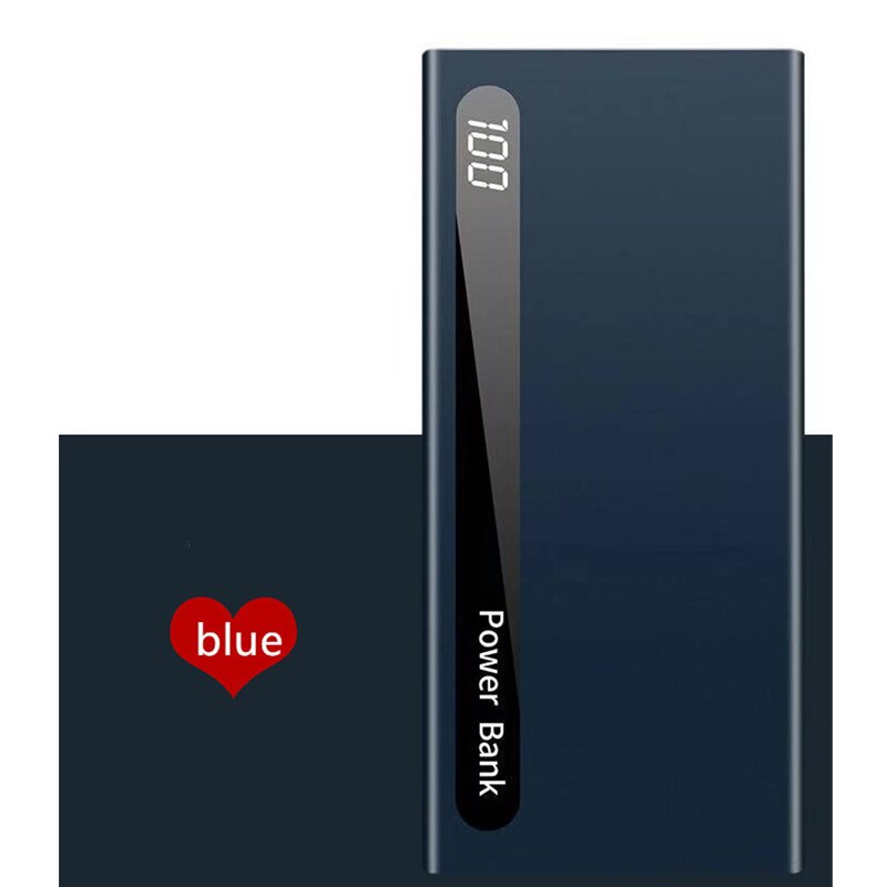 Power Bank 30000Mah Ultradunne Draagbare Mobiele Power Bank Snel Opladen Lcd Digital Display Screen Outdoor Travel Charger: blue