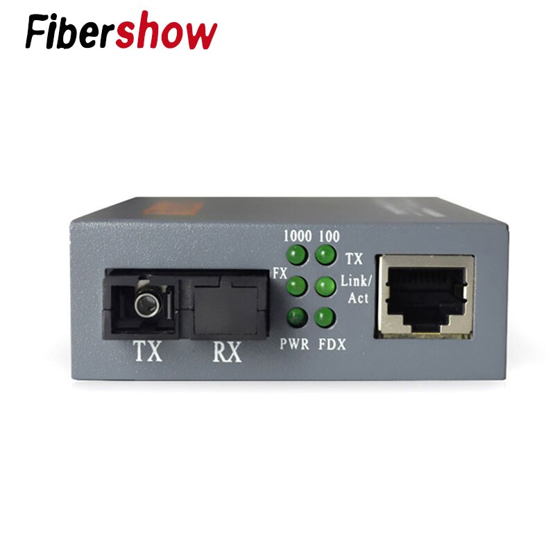 Gigabit fibra óptica media converter HTB-GS-03 1000mbps única fibra sc porto fonte de alimentação externa