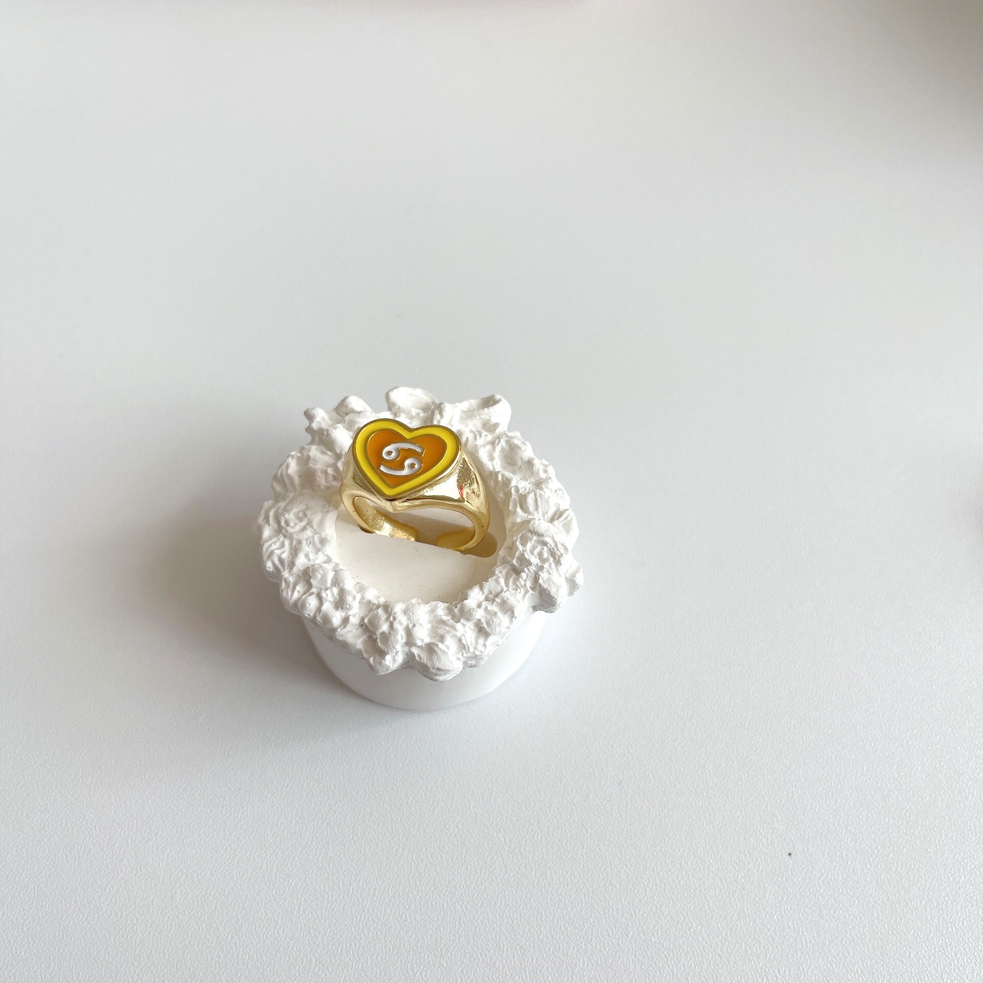 12 Constellation Liefde Ringen Voor Vrouwen Statement Epoxy Dubbele Hart Open Ring Meisje Olie Eenvoudige Ins Ring Party sieraden: Cancer