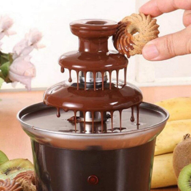 US Plug,Three Layer Of Chocolate Fountain Chocolate Melting and Heating Pot Machine