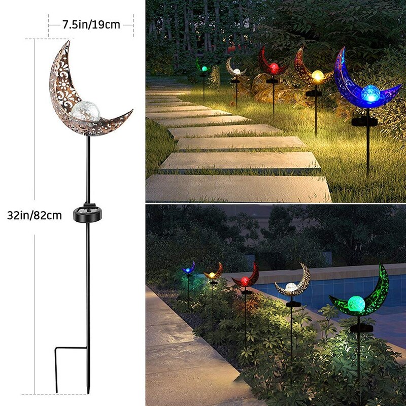 Solar LED Flame Light Sun Moon Garden Metal Hollow Projection Lamp for Outdoor Distinctive Decoration Landscape Solar Lawn Lamp