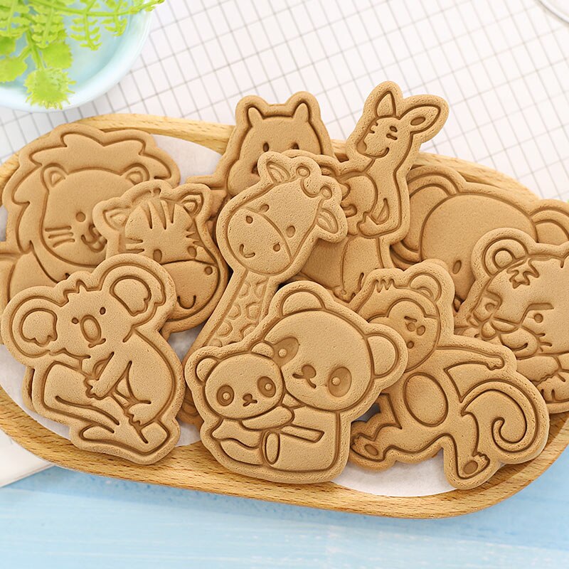 Molde para pastel de dibujos animados en 3D, molde para galletas, con prensa de sello, 4 Uds., cortador de galletas, utensilios para horneado y pastelería
