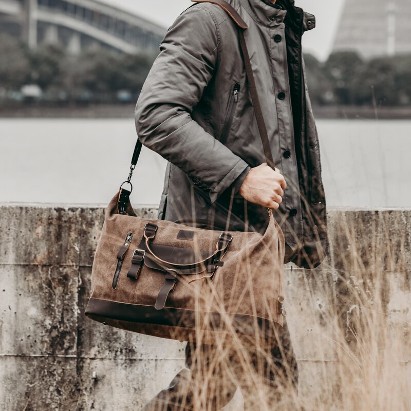 Vintage Casual Mannen Reistassen Mannelijke Outdoor Grote Capaciteit Tas Canvas Handtassen Plunjezak Weekender Bag Reizen Man