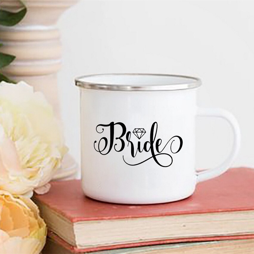 Team Bride Printed Mug Bachelorette Shower Party Wine Juice Cups Coffee Handle Cup Bridesmaid Mugs Maid of Honor: XH3556-A015WH-8
