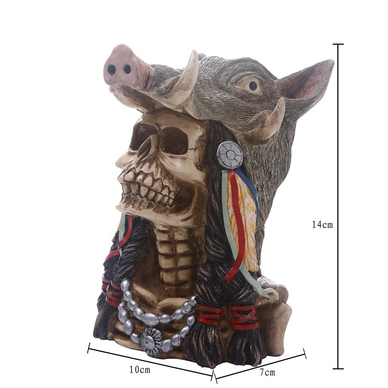 Human Skull Resin Skeleton Storage Hook Wall Mount Desk Ornament Living Room Sets Home Party Halloween Decor Accessory: Skull RH-6001