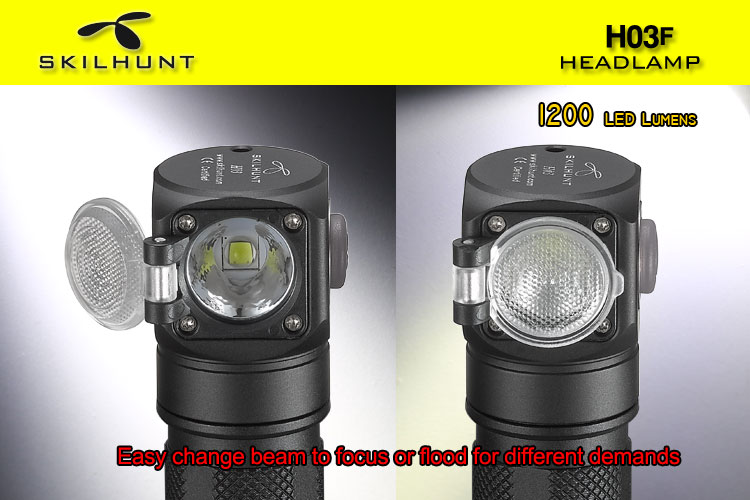 Skilhunt H03 H03R H03F Lampe Frontale 1200 Lumens phare LED extérieur 18650 Lampe Frontale Camping Hoofdlamp Linterna + bandeau