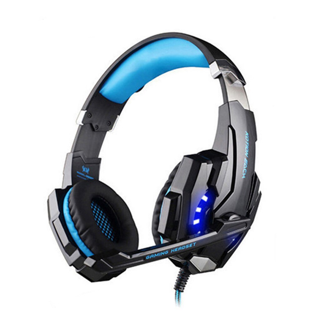 Kotion Each G4000 G2000 G9000 3.5mm Écouteurs de jeu filaires avec lumière LED et Micropone, pour PC, PS4, Xbox, ordinateur portable: G9000 BLUE