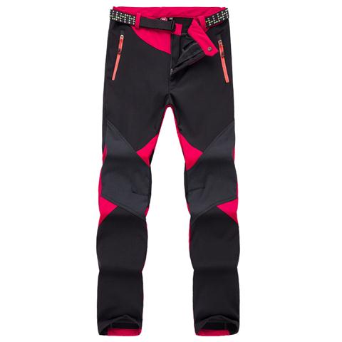 Mulher à prova de vento/calças impermeáveis caminhadas/escalada/esqui/caminhada/calças quentes ao ar livre calças de trekking: Bege / L