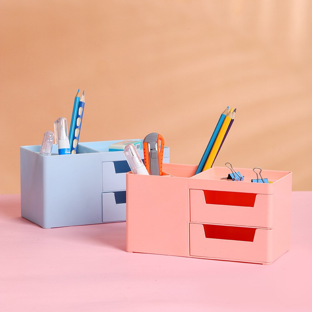 Roman groß Kapazität Pult Zubehör Kuli Halter mit Schublade Bleistift Lager Kasten Schreibtisch Organizer Schule Sekretariat Schreibwaren