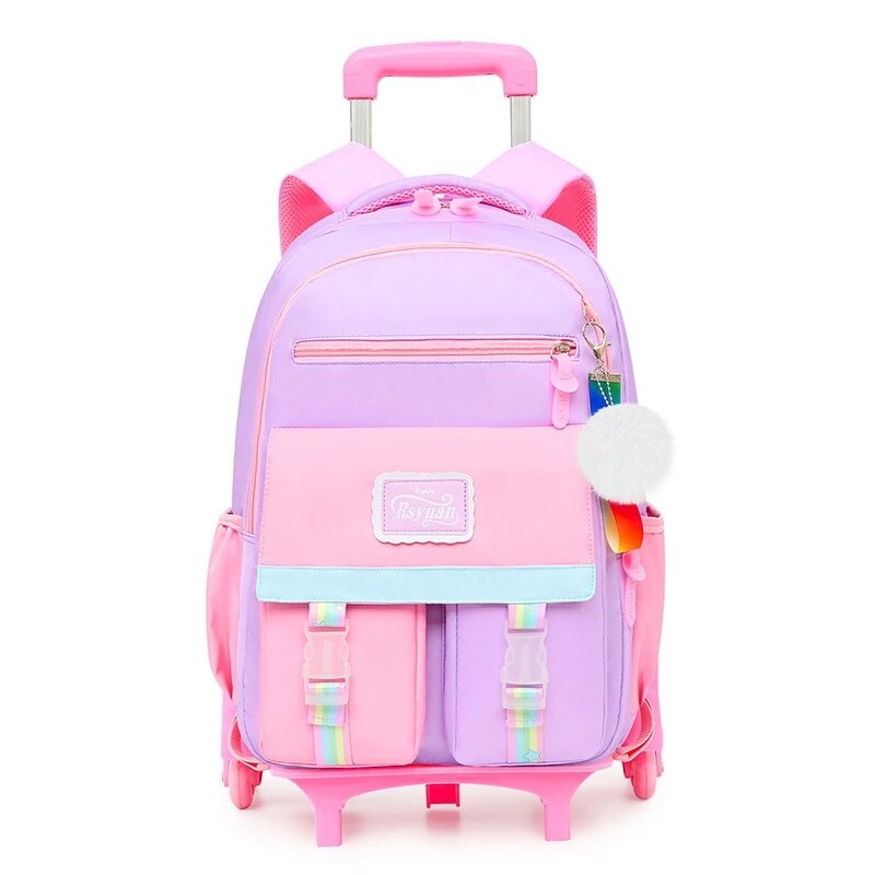 Mochila escolar ortopédica con ruedas para niño, morral impermeable para estudiante de primaria, morral de viaje para chicas adolescentes, mochilas escolares con ruedas