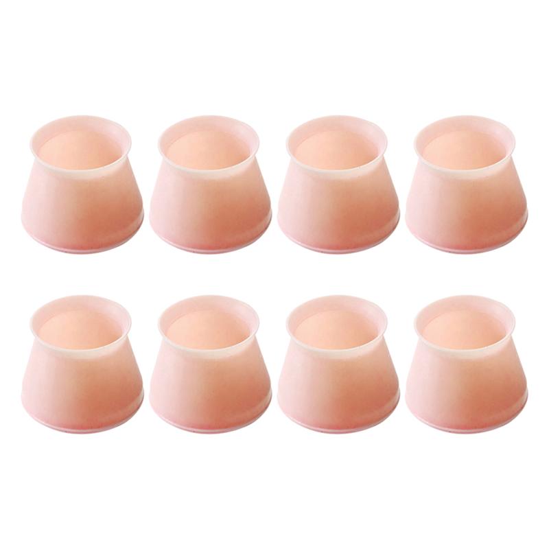 8 pièces Table chaise jambe Silicone casquette Pad bureau jambe housse de protection chaise jambe casquettes Table pieds couvre support rond meubles protecteur: Rose