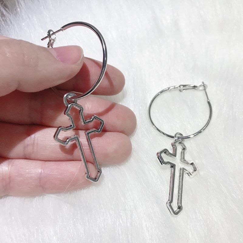 Cruz oca balançar brincos harajuku metal geométrico brincos de gota jóias r7rf