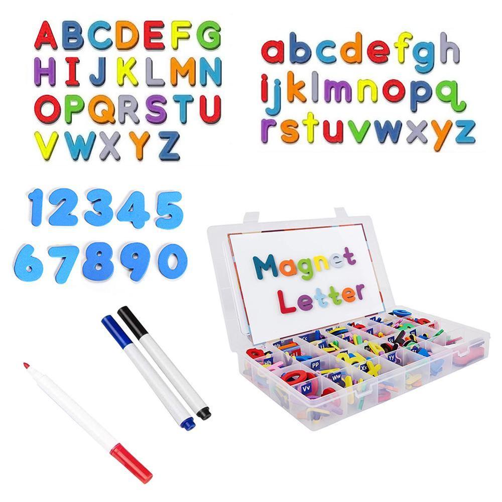 Magnetic Letters 243 Pcs Uppercase Lowercase Foam Alphabet ABC Magnets for Fridge Refrigerator Educational Toys Set