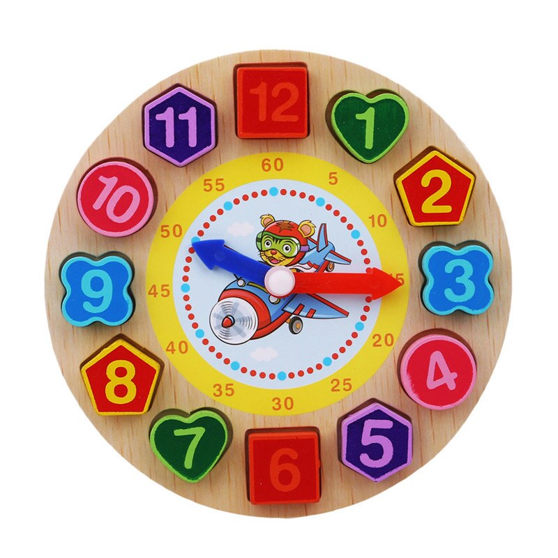 Cognitive Digital Clock Digital Wooden Watch Jigsaw Toys Cartoon Threading Assembly Toys Kids Wooden Puzzle Toys