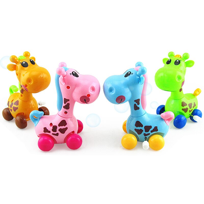 Leuke Cartoon Dier Giraffe Clockwork Wind Up Baby Speelgoed Running Head Tail Swing Classic Pasgeboren Speelgoed Voor Kids Kinderen