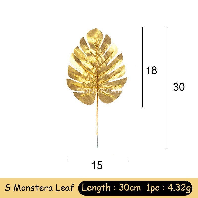 1pc Goud Kleur Bladeren Rotan Bruiloft Decoratie Kunstmatige Planten Doek Nep Monstera Leaf Muur Home Decor Feestartikelen: S Monstera Leaf
