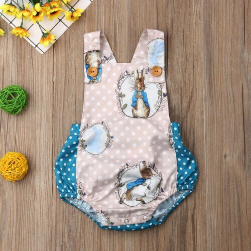 Citgeett Summer Toddler Baby Boy Girls Easter Bunny Bodysuit Jumpsuit Blue Rabbit Cute Outfits