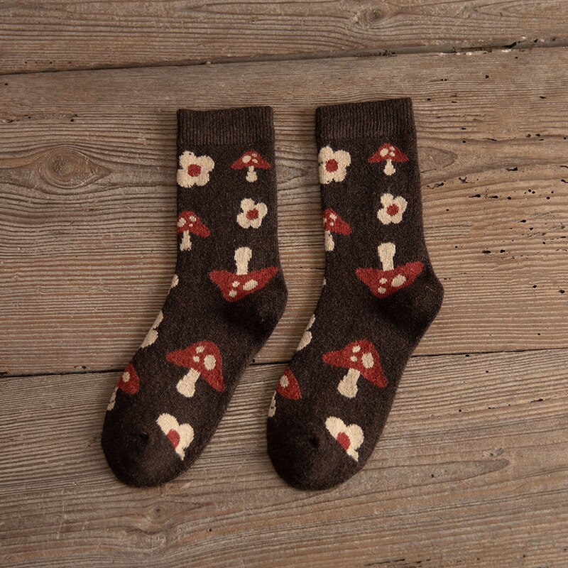 Calcetines gruesos de lana para mujer, medias de tubo informales, de algodón, cómodos y cálidos, para Otoño e Invierno: C