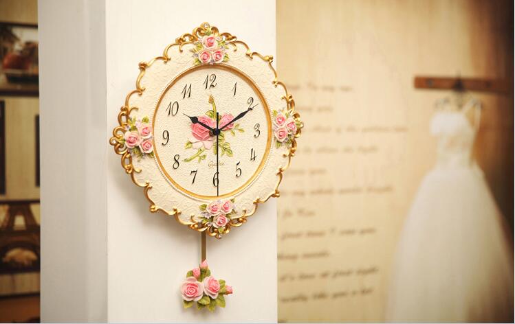 021025 europewall klockor rosor vardagsrum sovrum stum klocka harts klockor, saat, orologio, parete, morden