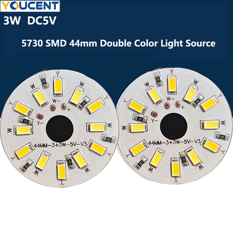 1 ST Hoge Heldere LED Licht Board 3 W Warm Wit 5 V Twee Kleur 44mm Licht Board Lamp Ronde 5730 Lampbron
