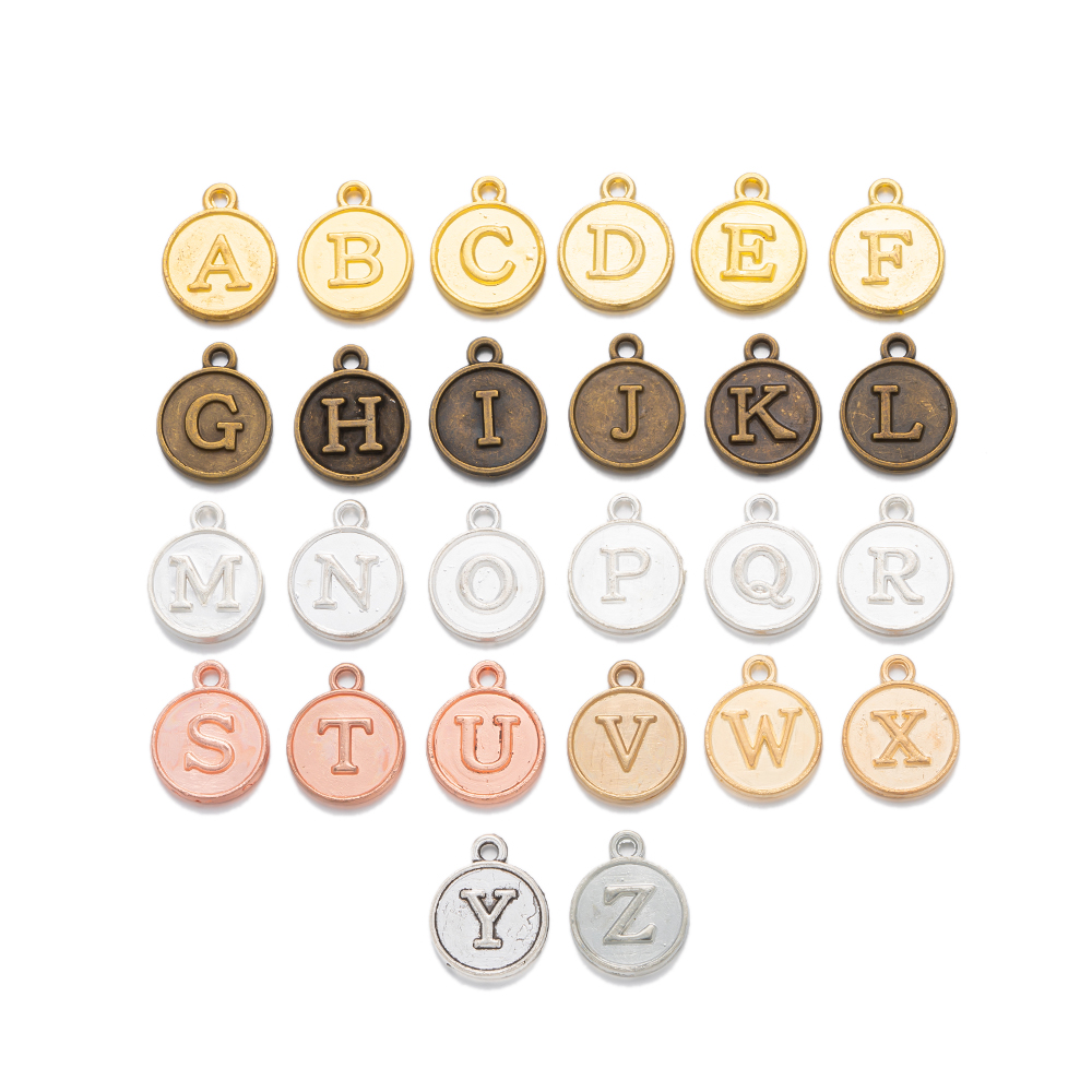 Juego de colgantes con letras del alfabeto de A-Z para mujer, pulsera y pendientes hechos a mano, accesorios para hacer joyas, suministros, 12mm, 1 Juego
