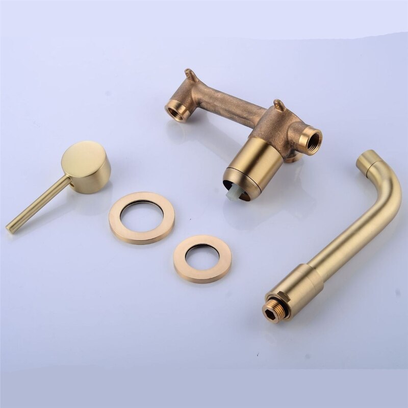 Modern Wall-Mount Mixer Tap Bathroom Sink Faucet Swivel Wall Spout Bath