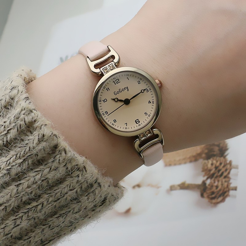 Dameshorloge met dunne riem, digitaal horloge met kleine wijzerplaat