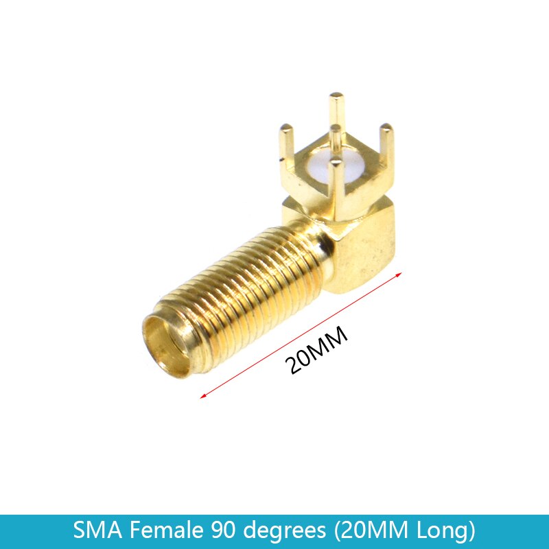 10PCS SMA KE/KHD/KWE RF Adapter Female jack connector Right Angle/Straight Solder type Antenna CONNECTOR PCB Mount 17MM 20/23 MM: right female 20MM