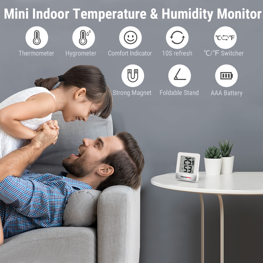 ThermoPro TP49 Zwart Wit Weerstation Mini Digitale Indoor Thermometer Vochtigheid Monitor Thermometer Hygrometer