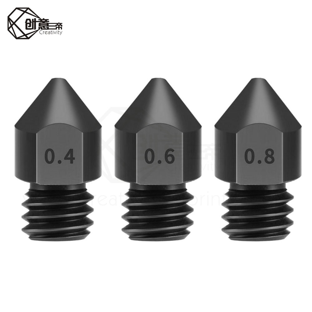 Creativity latest Reprap MK8 hardened steel nozzle 1.75mm 0.4 / 0.6 / 0.8 / 1.0mm for MK8 end kit