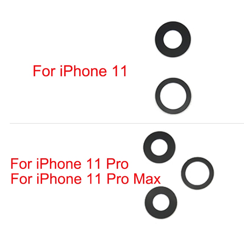 Juego de lentes de cristal para cámara trasera de iPhone, piezas de repuesto para 11 Pro Max, con pegatina, 10 unidades