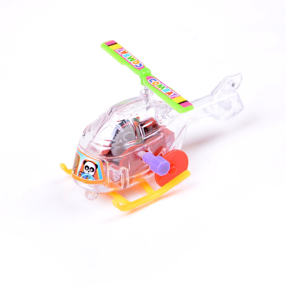 2Pcs Mini Clockwork Transparent Aircraft Somersault Running Wind Up Toy