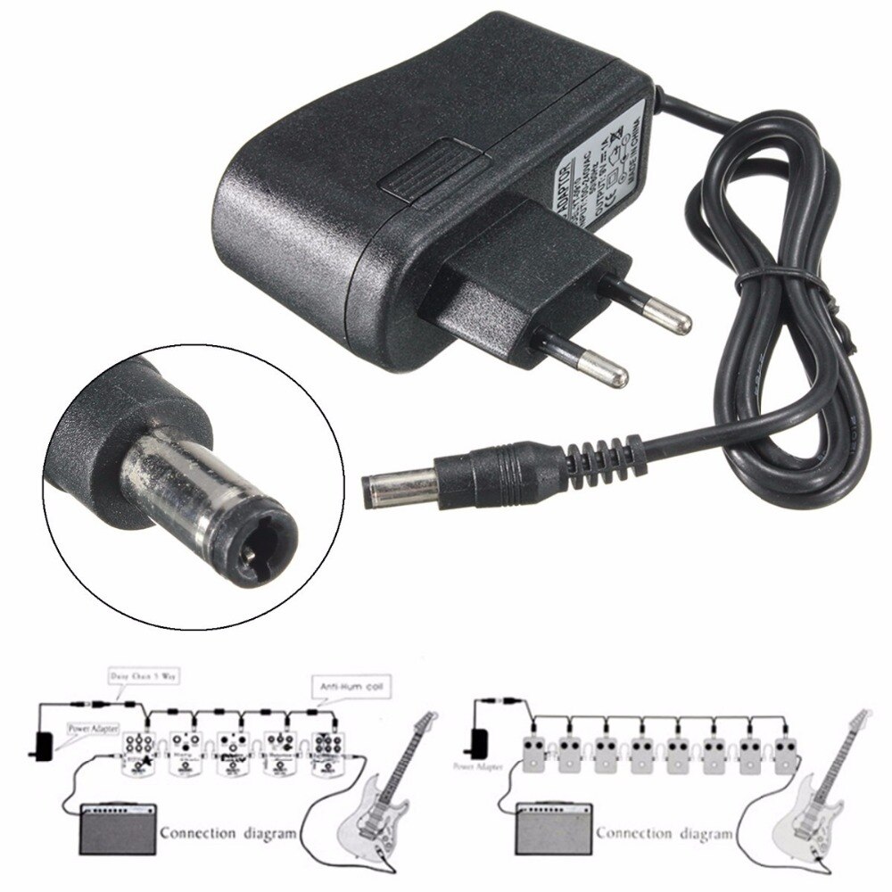 1 stks Black EU Plug AC 100-240 V DC 9 V 1A Elektrische gitaar Stompbox Voeding Adapter Voor Gitaar Onderdelen Effect Pedaal Board