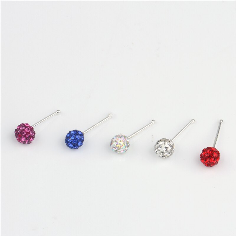 20Pcs Rhinestone Bal Neus Sieraden Ball End Pin Neus Bone