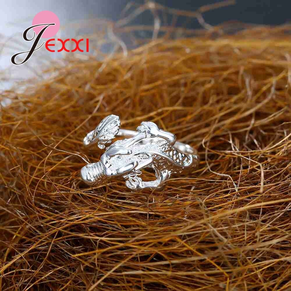 925 Sterling Zilveren Ring voor Vrouwen Man Liefhebbers Chinese Stijl Draak Verstelbare Size Animal Party Accessoire