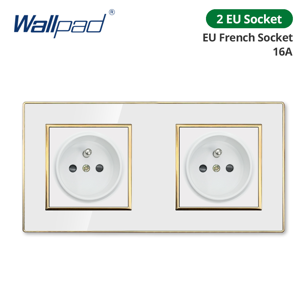 Wallpad White Acrylic Panel Gold Border Wall Light Switch LED Dimmer USB Charge EU Socket Outlet 4 5 6 7 8 Gang 2 Way Reset: ROYAL BLUE