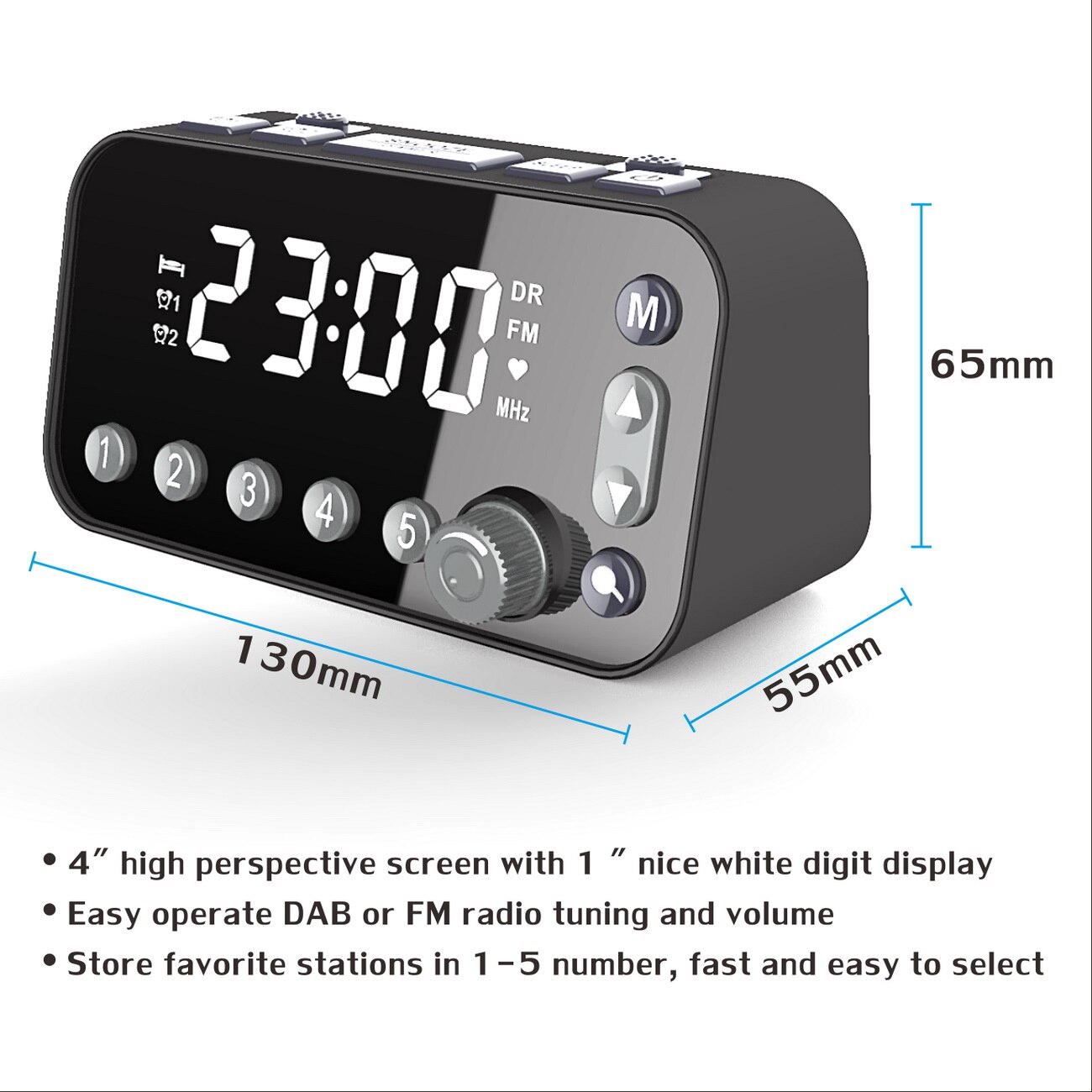 DAB-reloj despertador de mesita de noche, Radio grande Sn, Dual, USB, Radio, temporizador de sueño, Radio FM