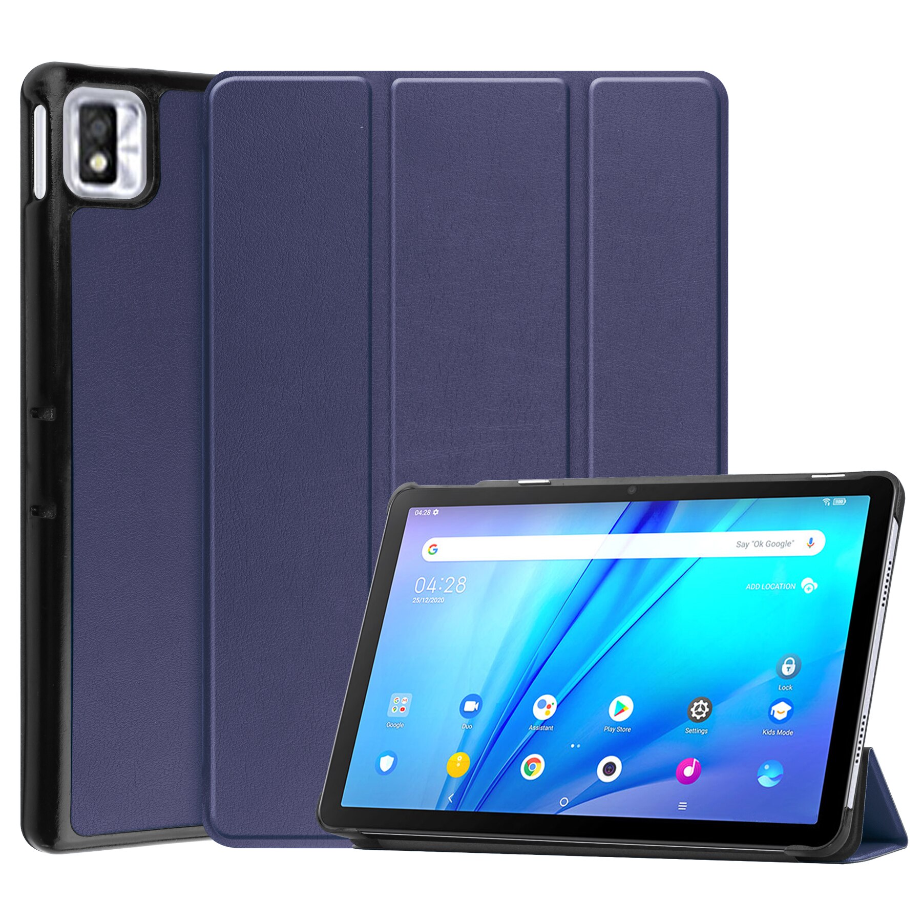 For TCL TAB 10s Tablet Case Tri-Fold PU Leather Stand Magnetic Cover For Coque TCL TAB 10s 9080G 9081X Smart Cover: KST Darkblue
