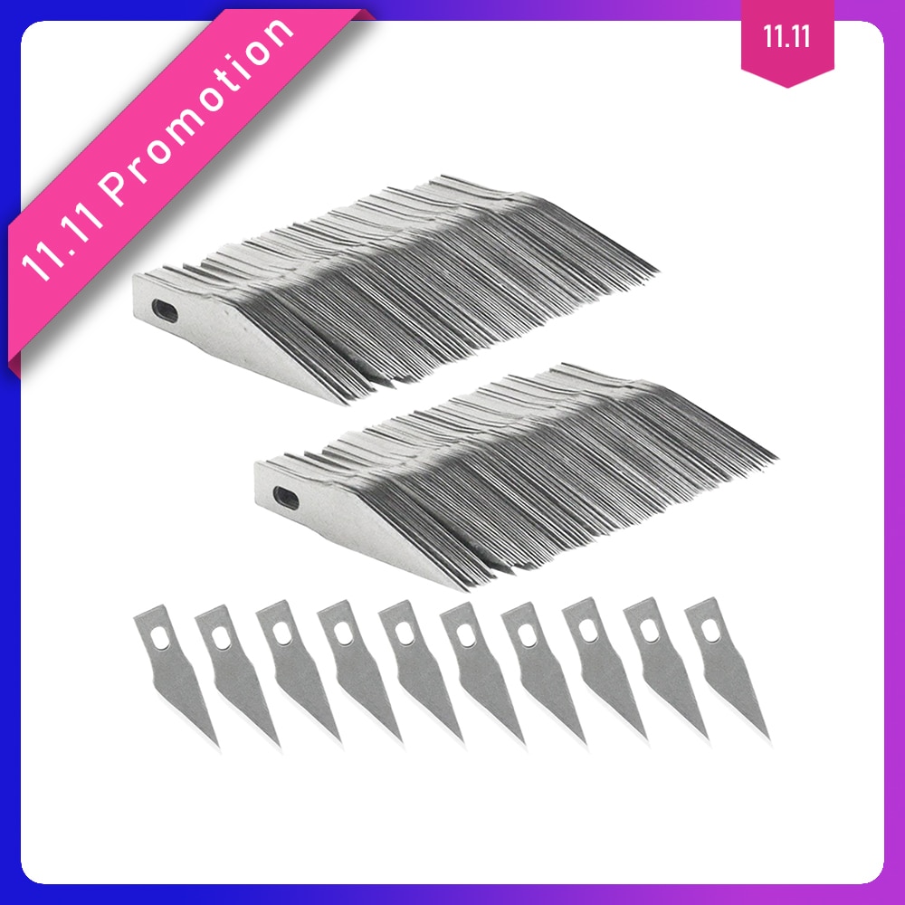 200PCS Replacement Hobby Blade Spare Blades Steel Craft Knife Blades for DIY Art Work Cutting