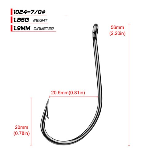 50pcs/lot Fish hook Fishing Hook High Carbon Steel 1/0#-7/0# Freshwater Fishing Bait Hook Carp Bass Pesca Tackle: size7-0